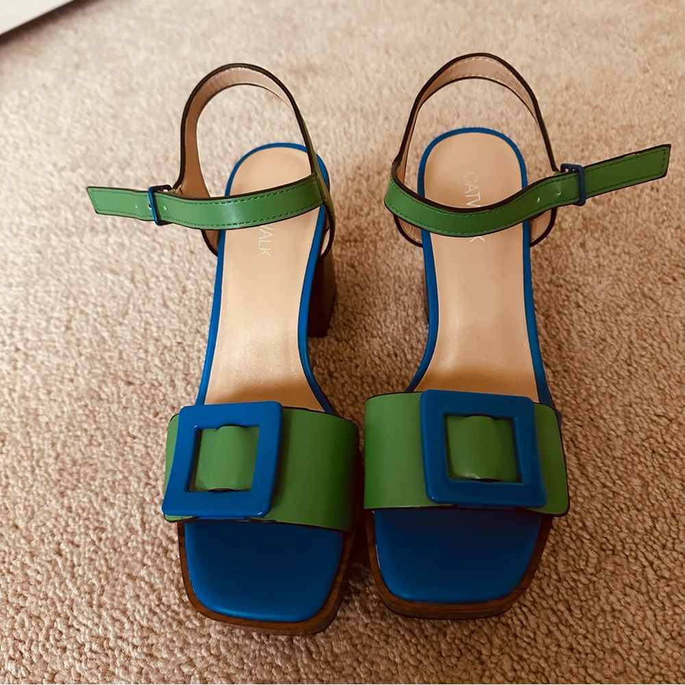Elegant Blue and Green Women's Sandals